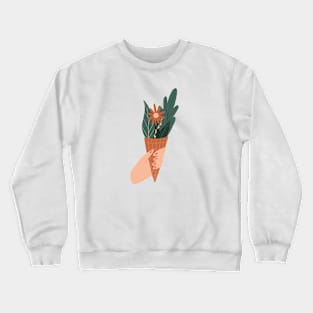 Hand holding bunch of flowers in the ice cream cone Crewneck Sweatshirt